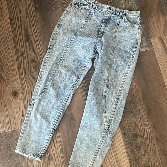 Vintage Lee Acid Wash tapered leg zip ankle high waisted jeans 15 - Picture 2 of 9